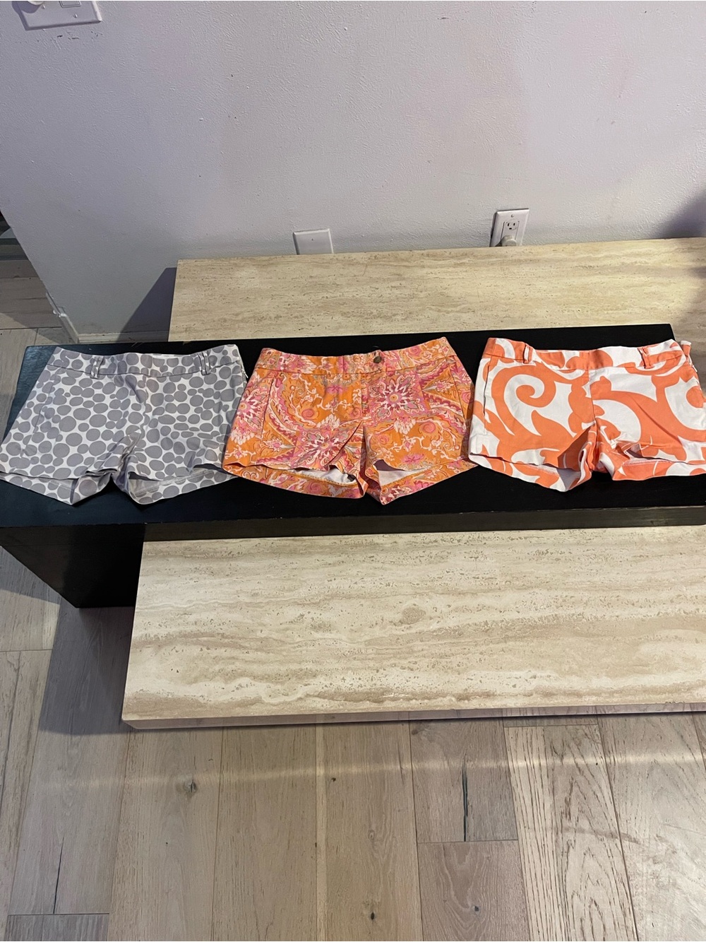 3 for 1 J. Crew Orange Paisley & Swirl Bike Shorts Trio